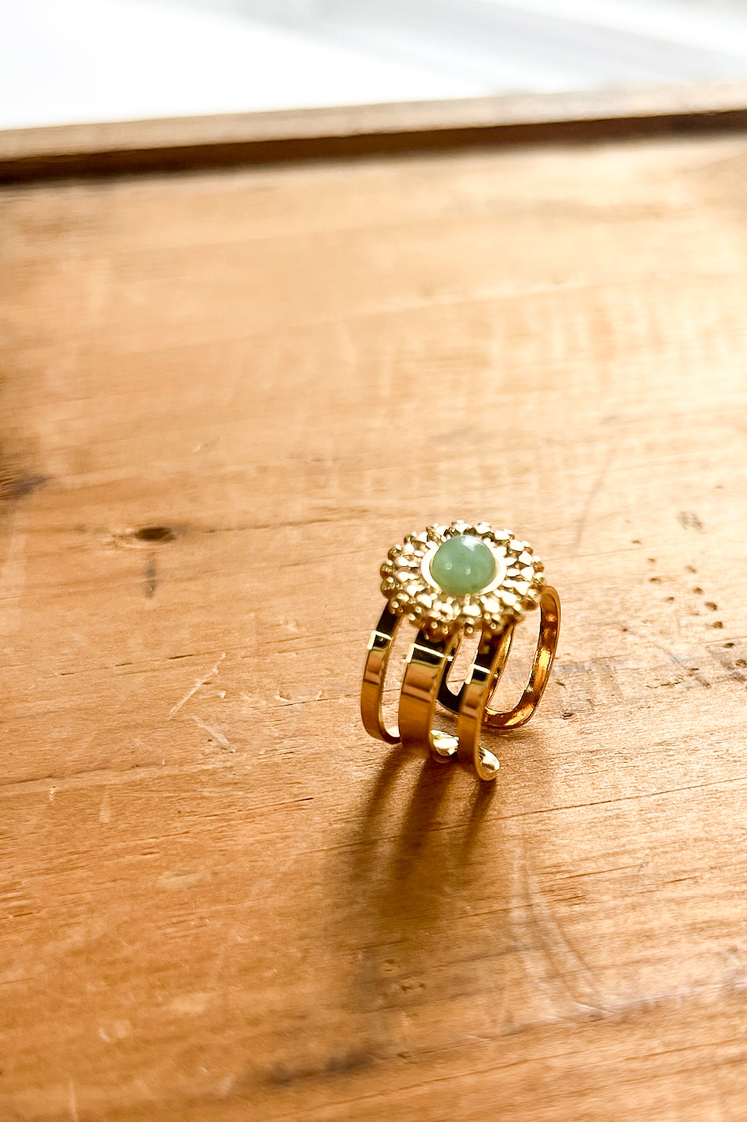 Green Gemstone Gold Non-Tarnish Ring