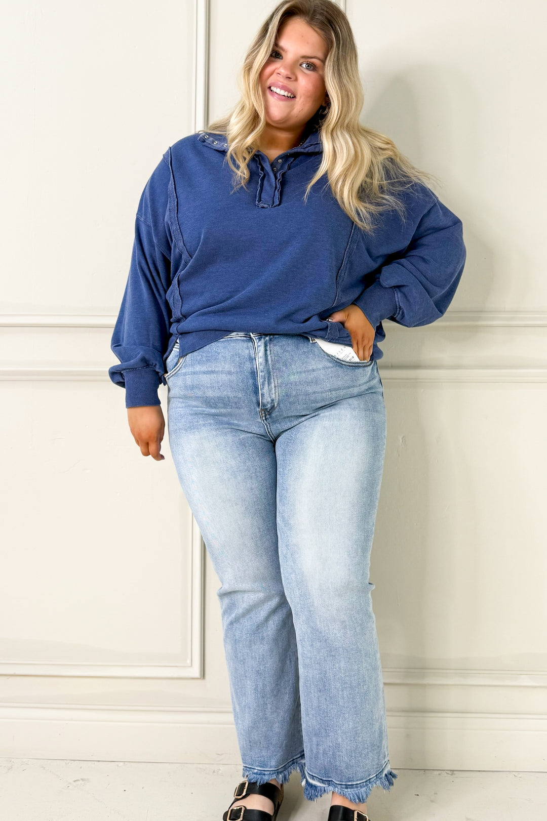 Mineral Washed French Terry Curvy Sweatshirt