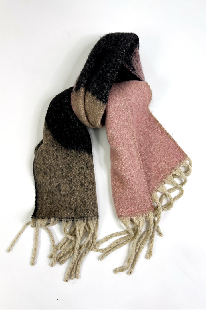 Geometric Colorblock Fringe Wool Shawl Scarves