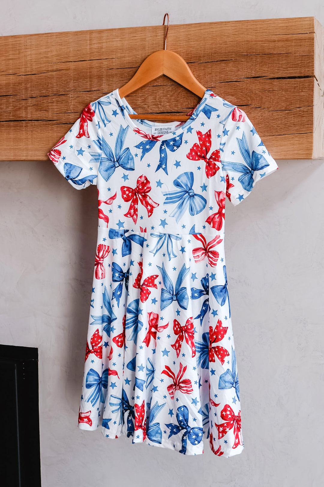 Patriotic Girls Bow Star Dress