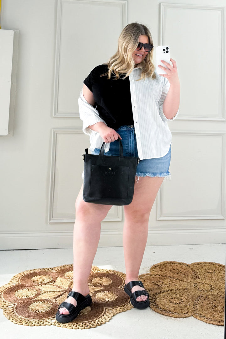 Folded Short Sleeve Curvy T-Shirt