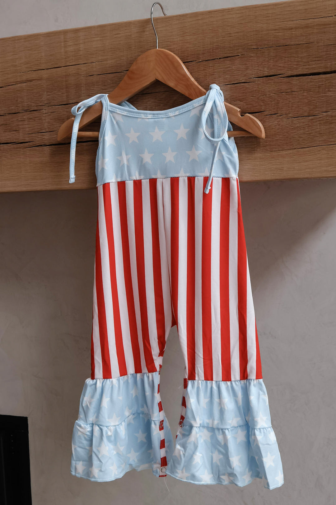 Girls 4th of July Stars Bell Bottom Jumpsuits
