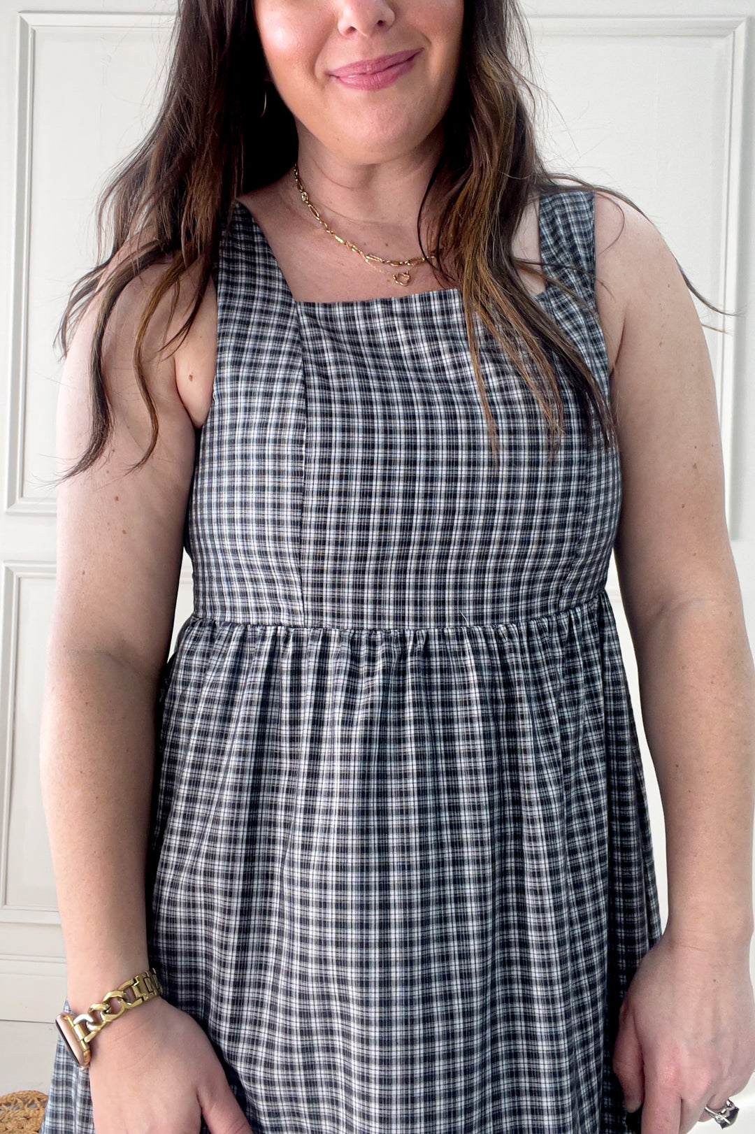 Midnight In The Garden Plaid Maxi Dress