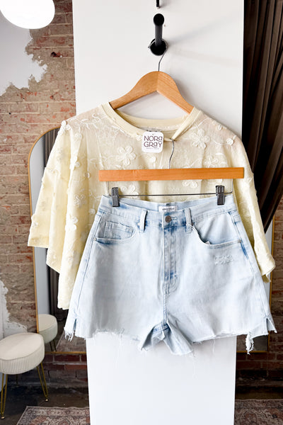 Short Ruffle Sleeve Floral Mesh Crop Top