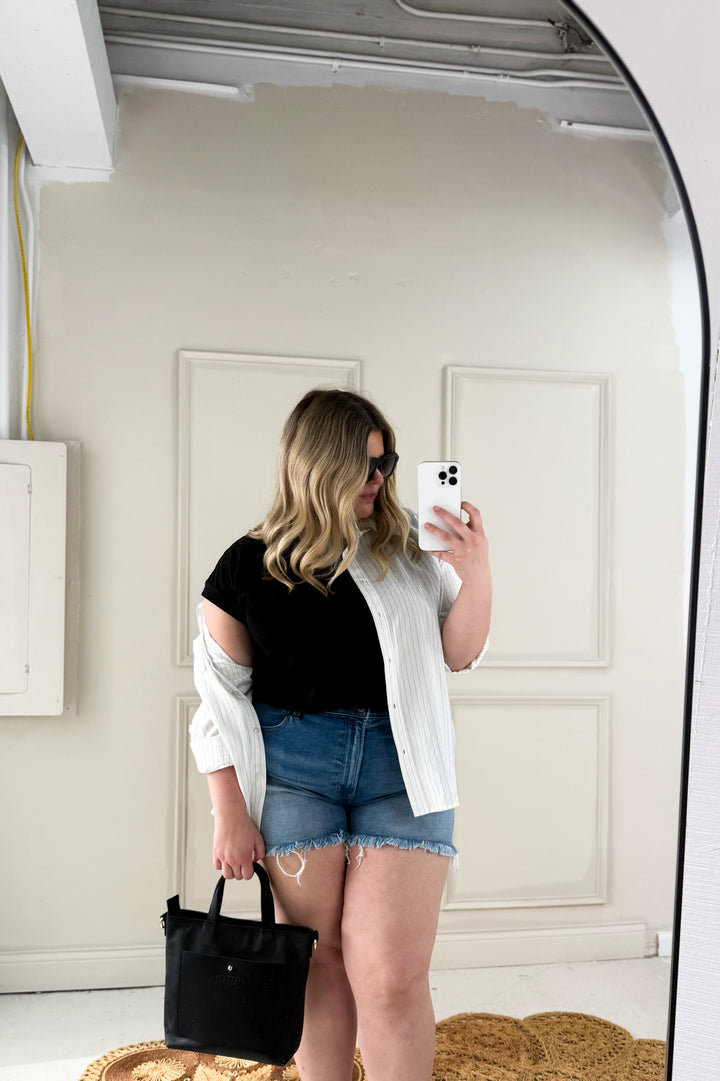 Folded Short Sleeve Curvy T-Shirt