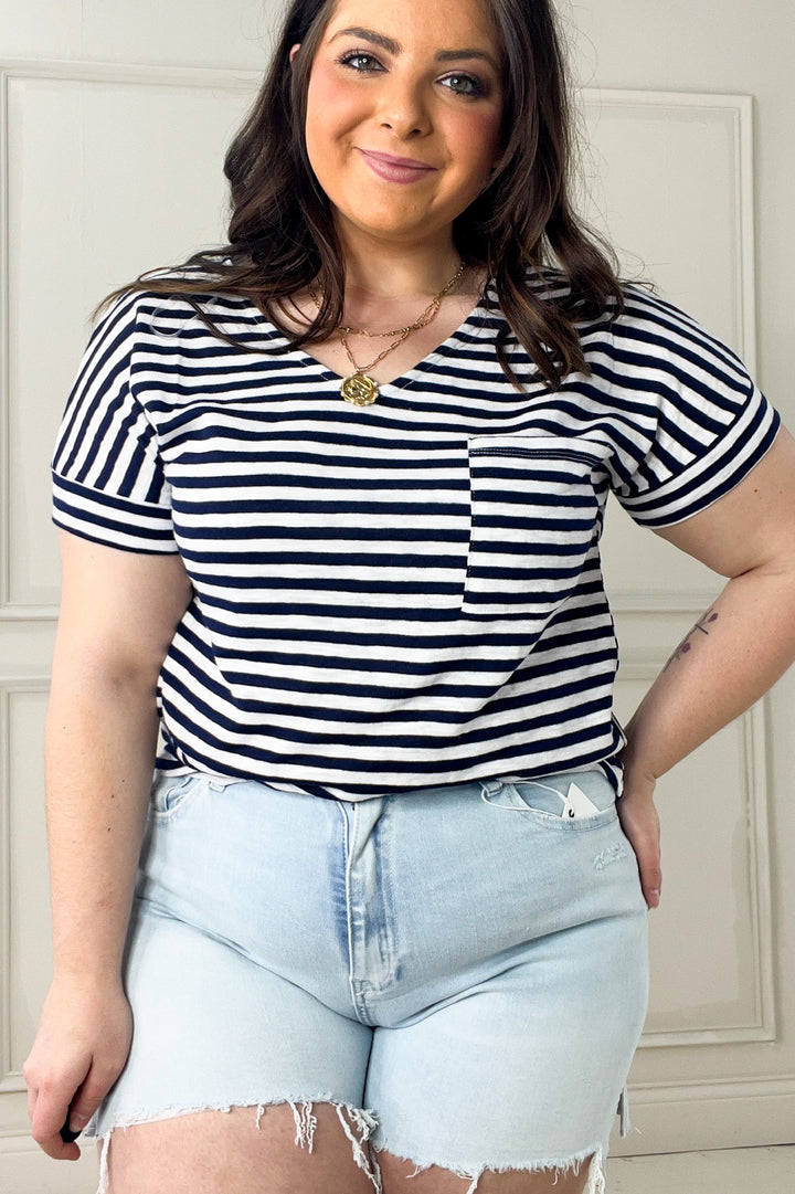 Short Sleeve Chest Pocket V-Neck Shirt