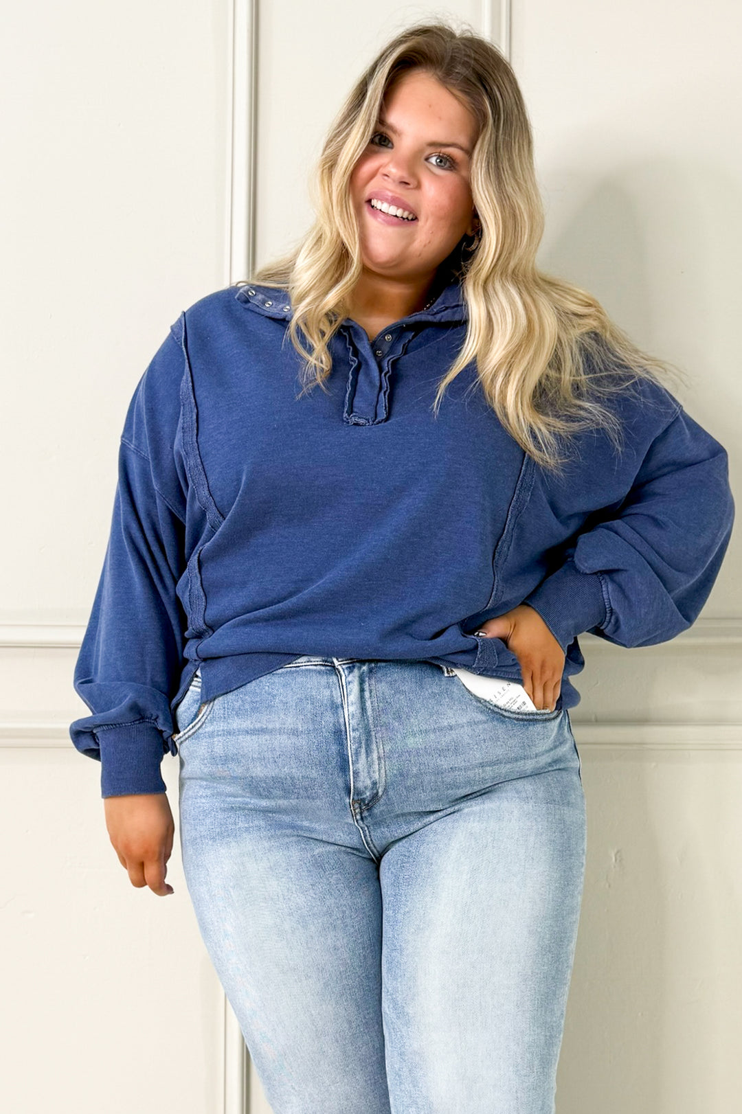 Mineral Washed French Terry Curvy Sweatshirt