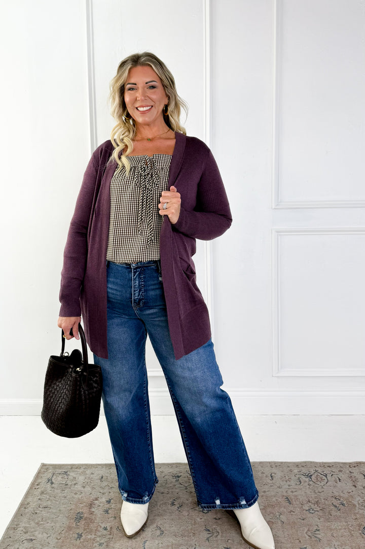 Wool Blend Open Front Cardigan
