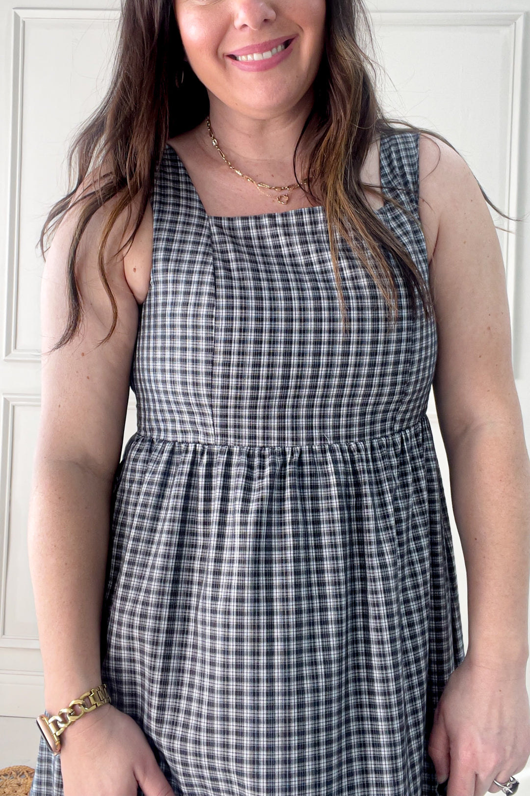 Midnight In The Garden Plaid Maxi Dress