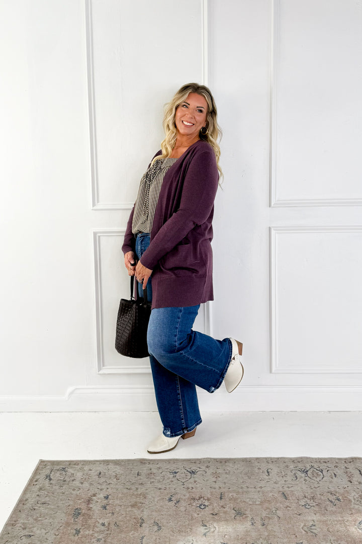 Wool Blend Open Front Cardigan