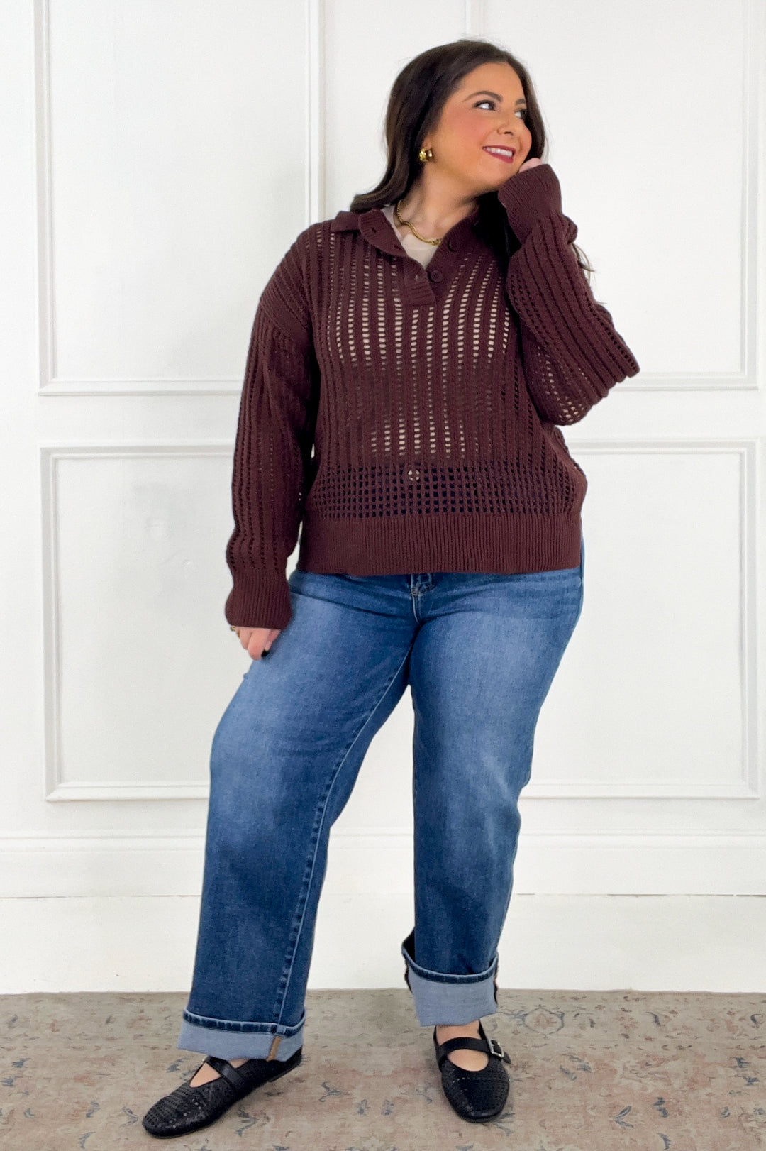 Z Supply Oversize Polo Style Sweater