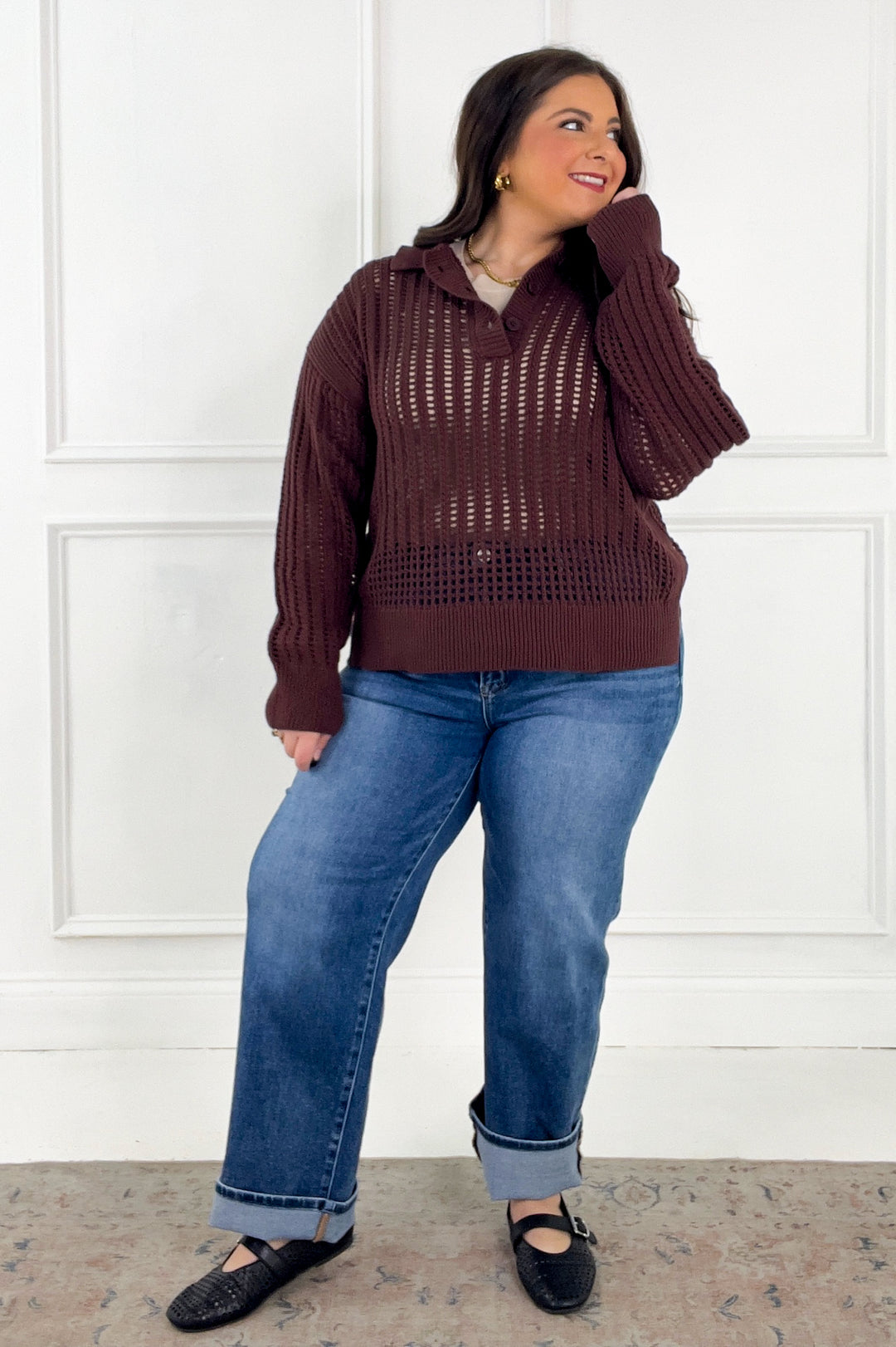 Z Supply Oversize Polo Style Sweater