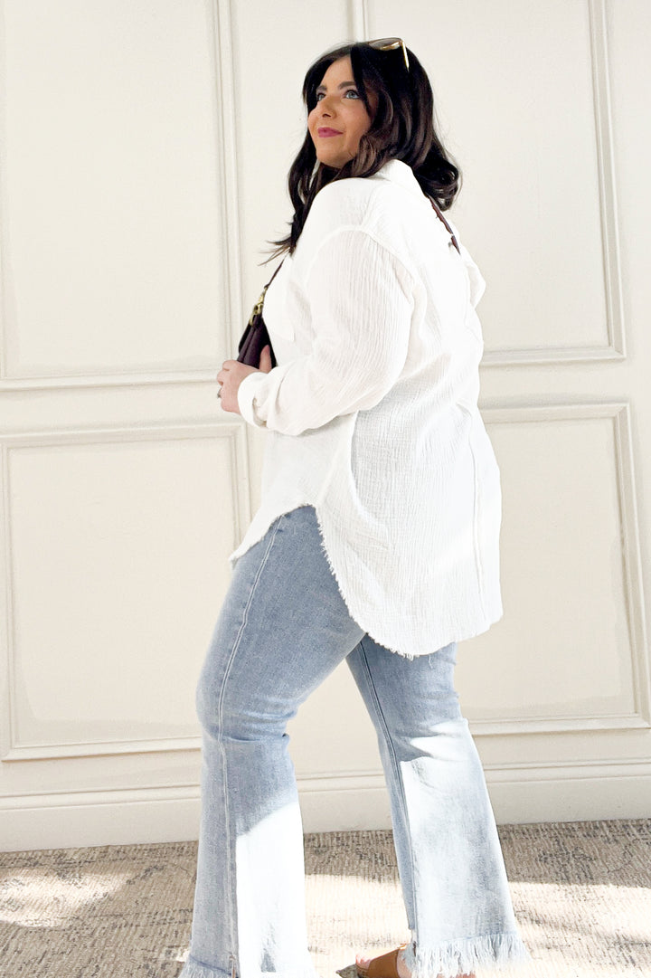 Soft Wash Crinkle Gauze Button Down Shirt