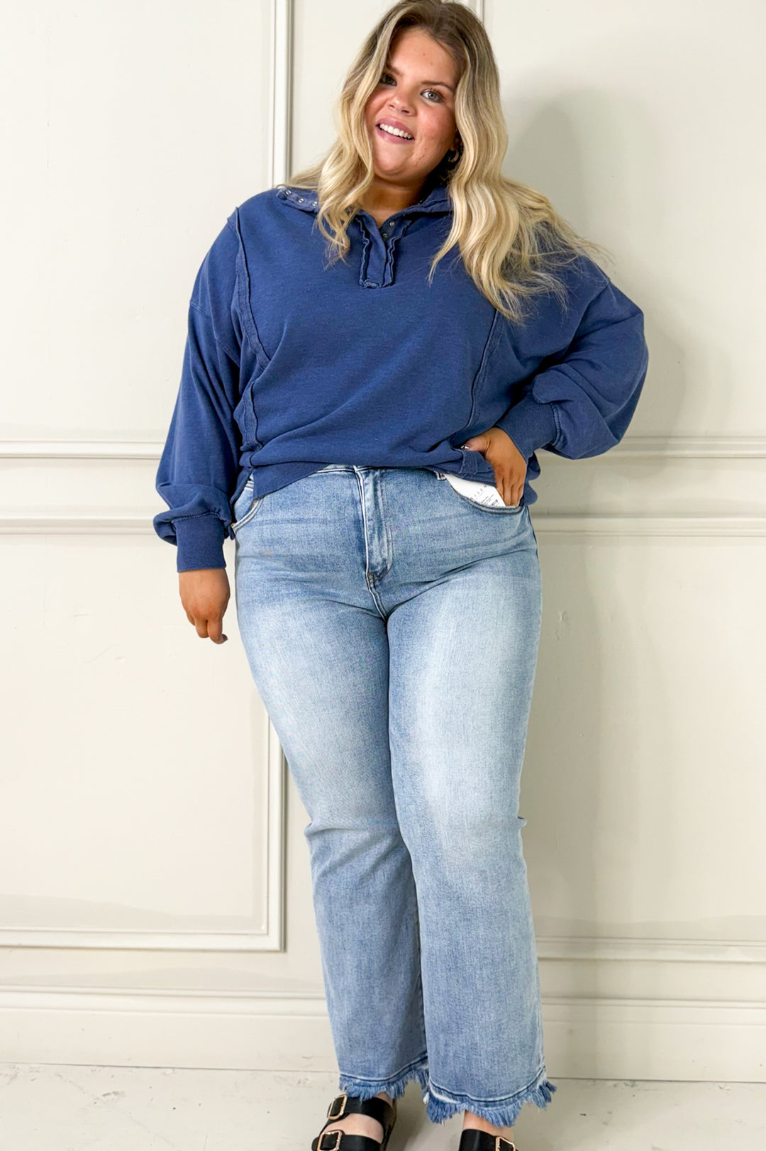 Mineral Washed French Terry Curvy Sweatshirt