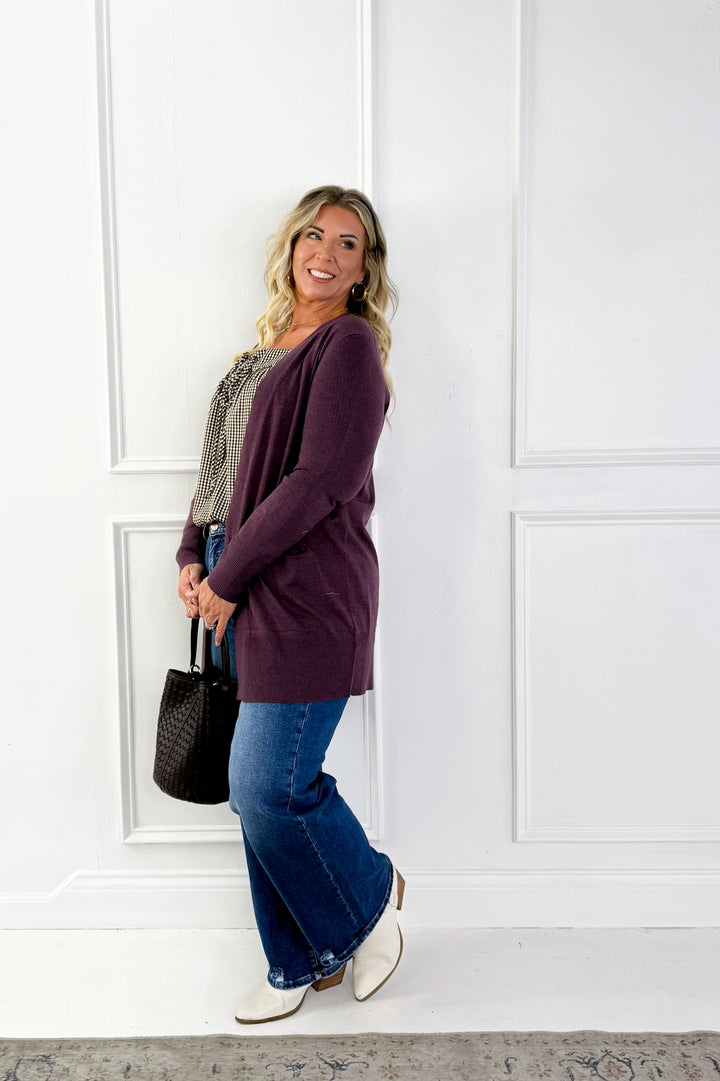 Wool Blend Open Front Cardigan