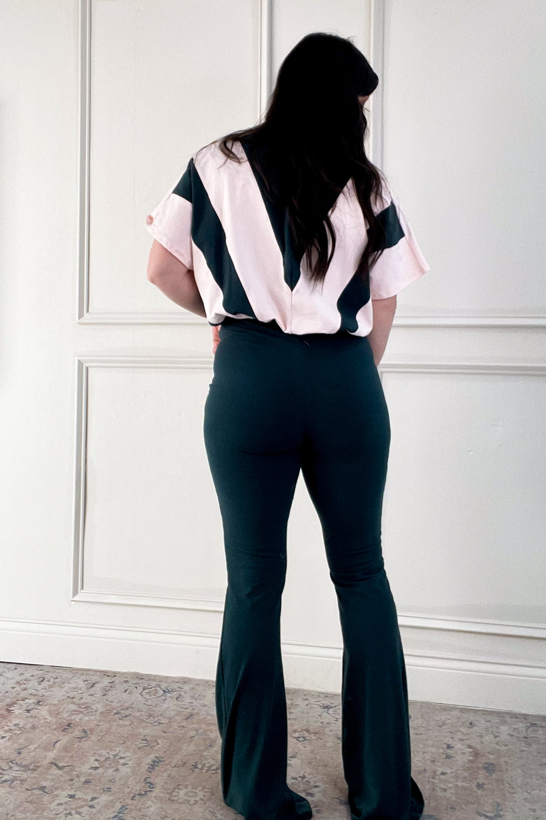 Stripe Top Fit Flare Jumpsuit