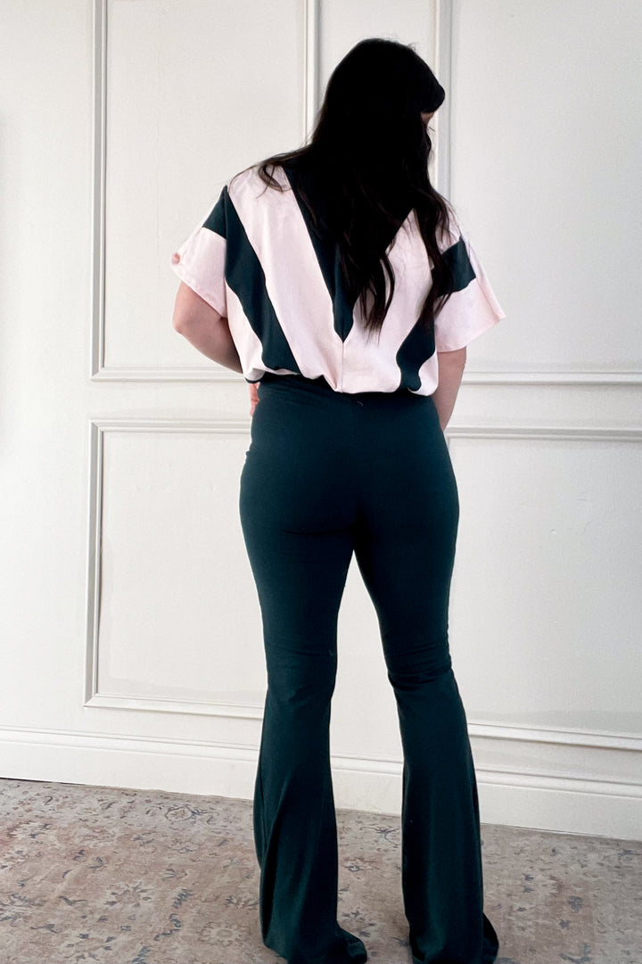 Stripe Top Fit Flare Jumpsuit