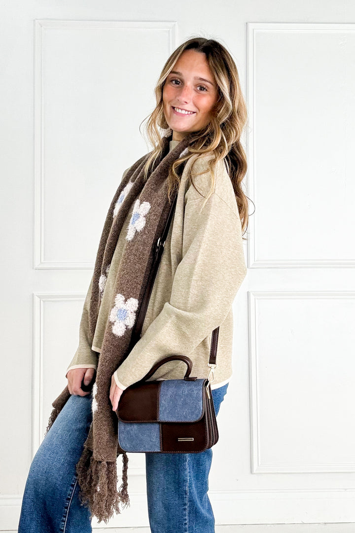 Contrast Trim Mock Neck Sweater