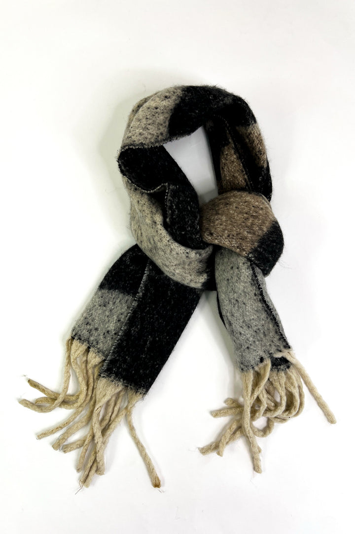 Geometric Colorblock Fringe Wool Shawl Scarves