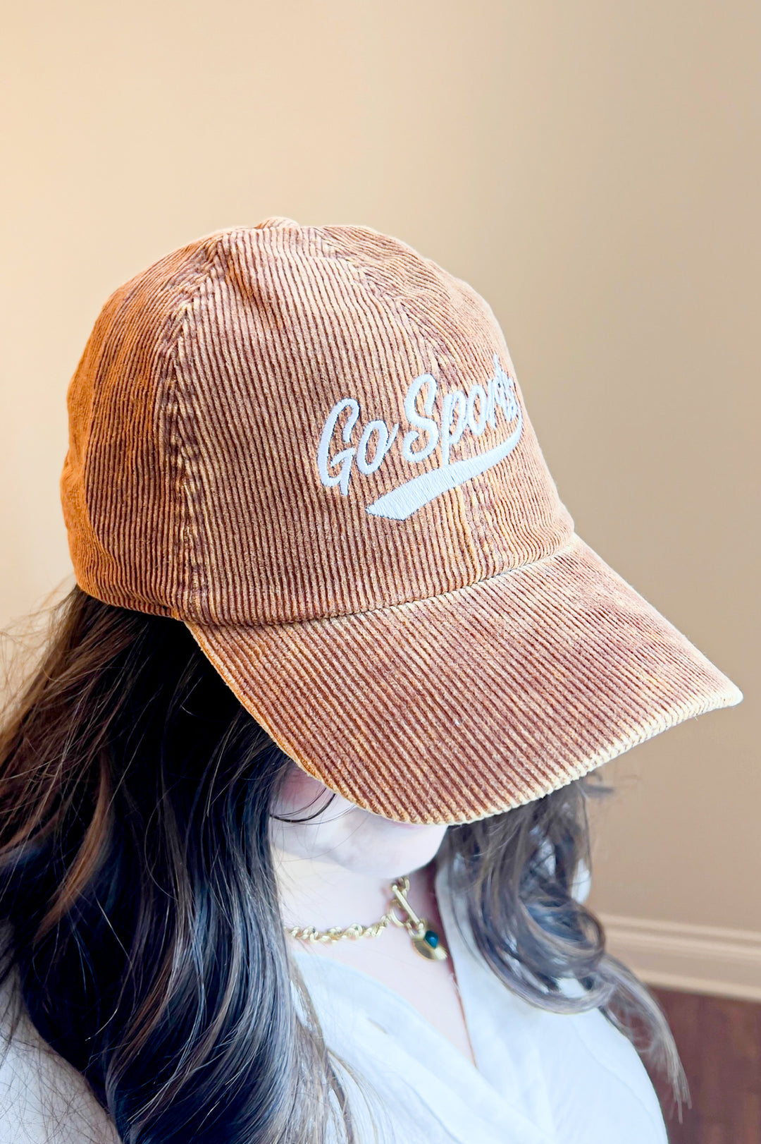 Go Sports Embroidery Corduroy Baseball Cap
