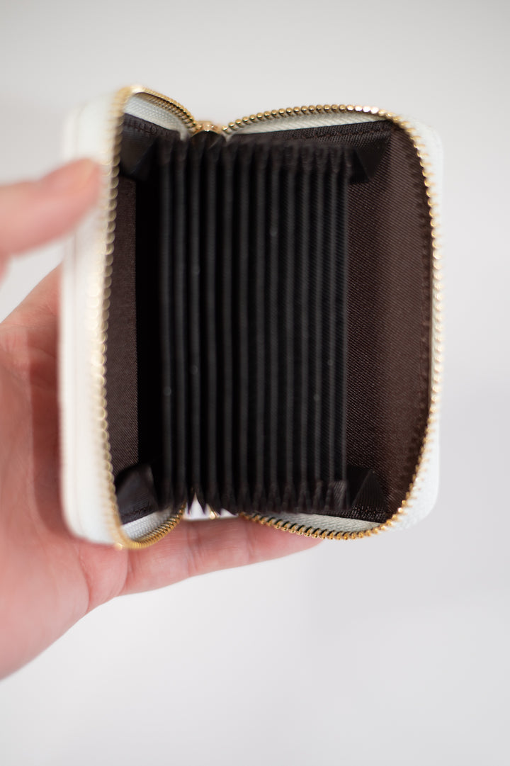 Checker Textured Zip Around Wallet