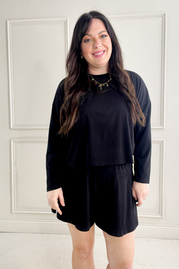 Cool Touch Knit Top & Flare Shorts Set