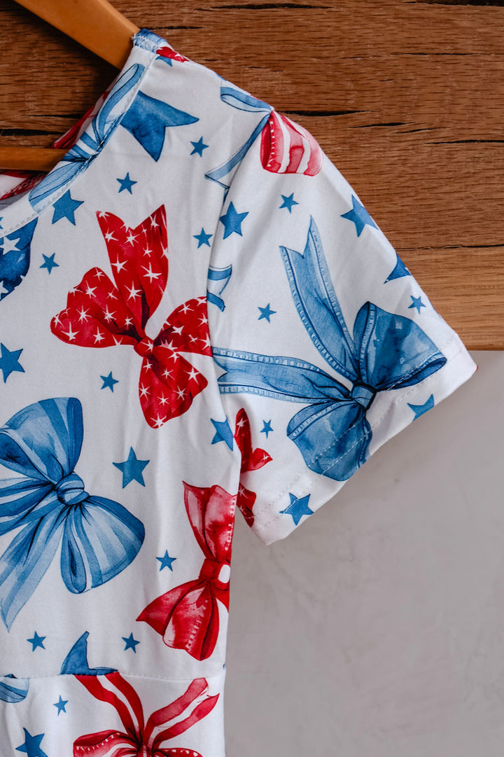 Patriotic Girls Bow Star Dress