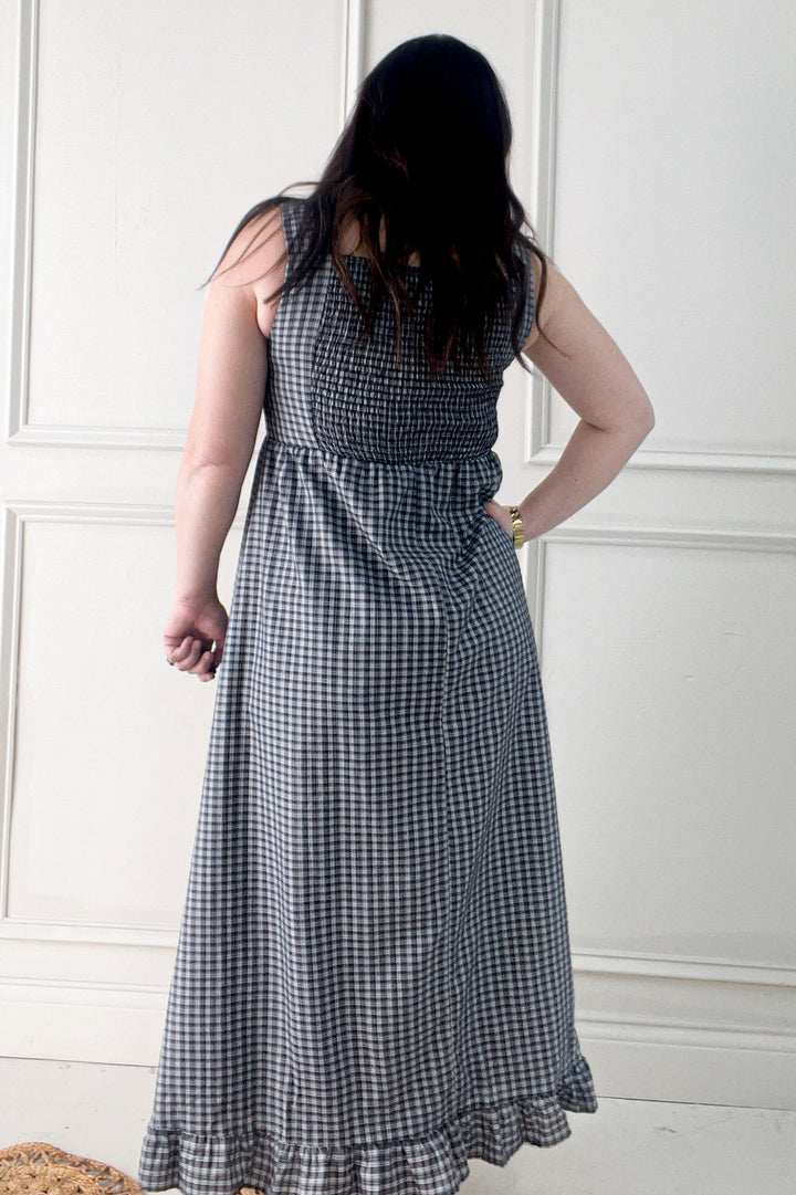 Midnight In The Garden Plaid Maxi Dress