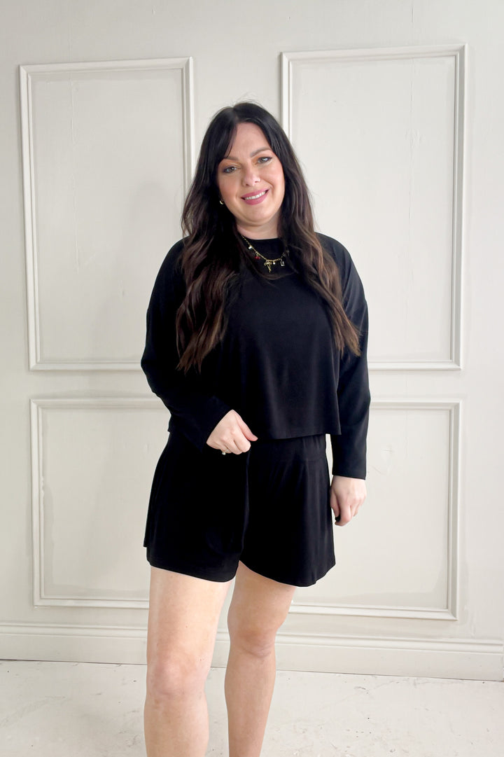 Cool Touch Knit Top & Flare Shorts Set