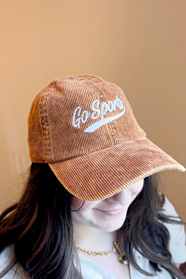 Go Sports Embroidery Corduroy Baseball Cap