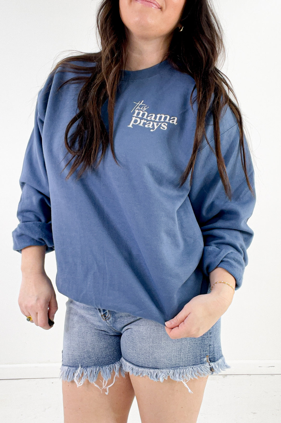 This Mama Prays Embroidered Sweatshirt