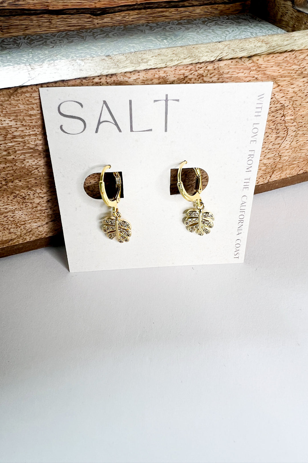 Gold Monstera Leaf Huggie Hoops