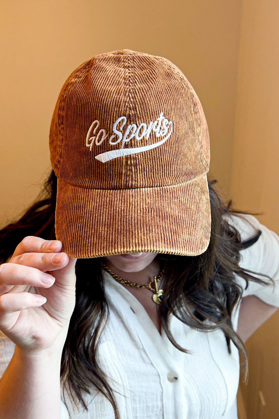 Go Sports Embroidery Corduroy Baseball Cap