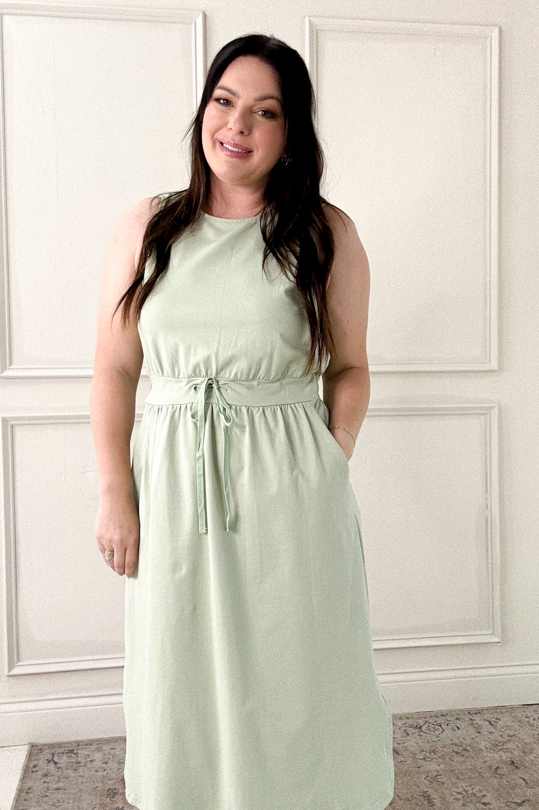 Cotton French Terry Side Slit Midi Dress