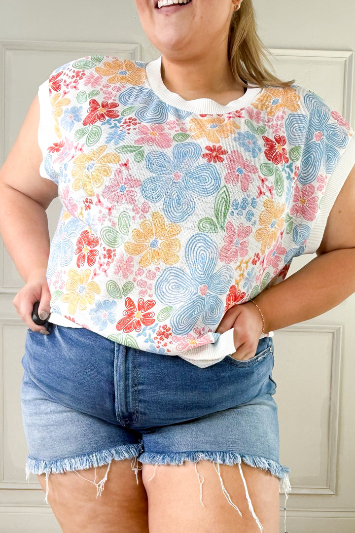 Floral Print Sweater Vest