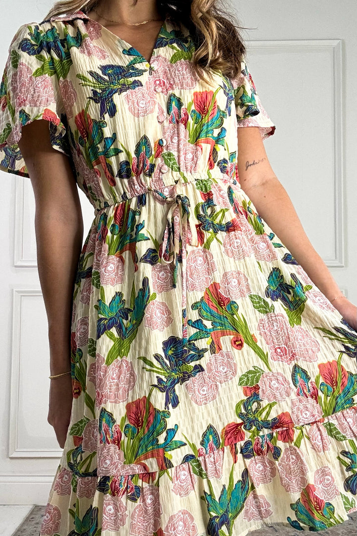 V-Neck Flutter Short Sleeve Mini Dress