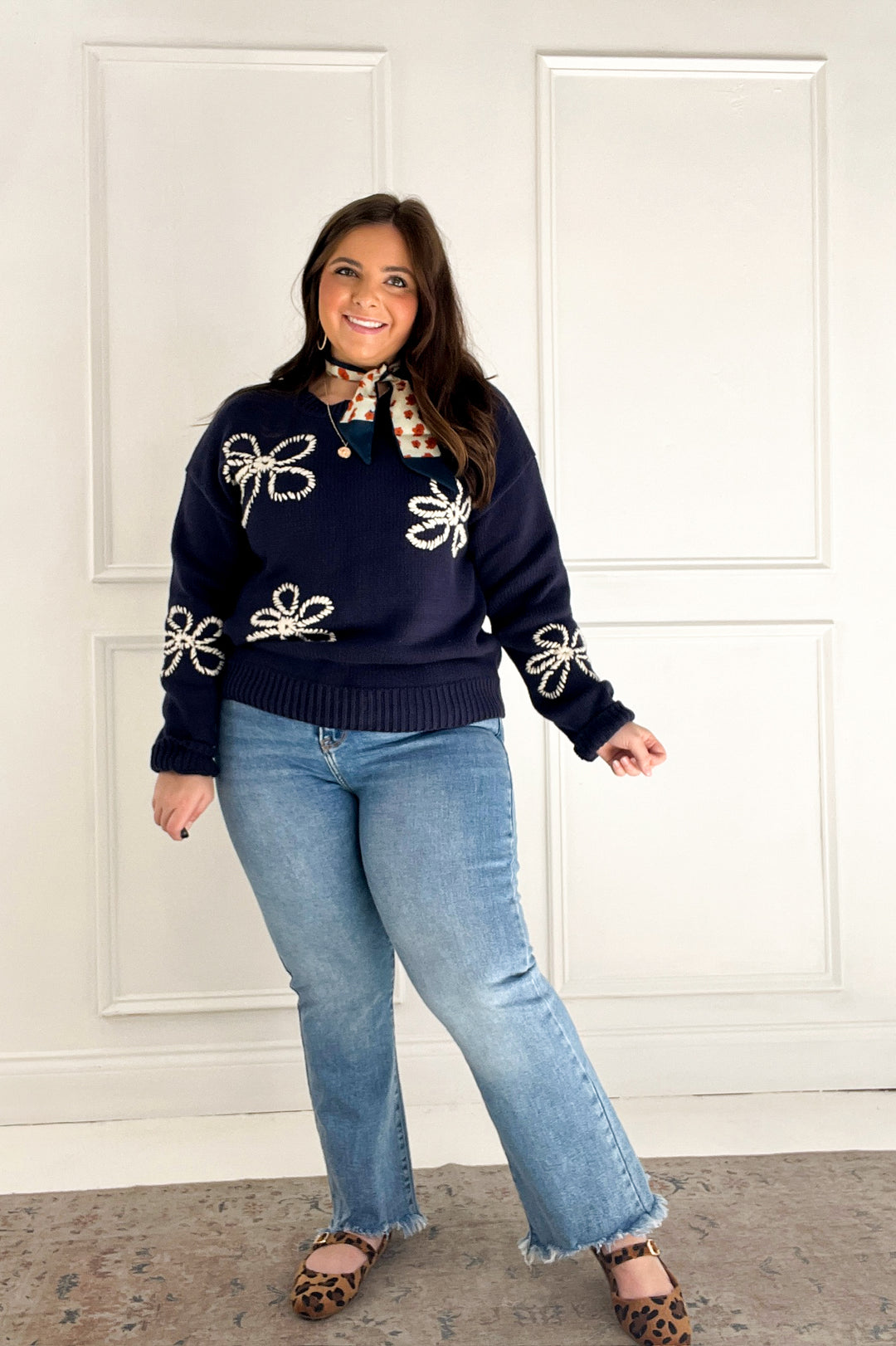 Flower Stitch Embroidered Sweater