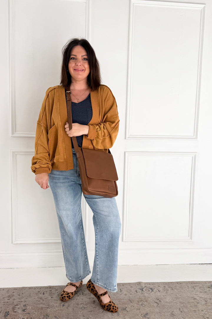 Mineral-Washed French Terry Cardigan