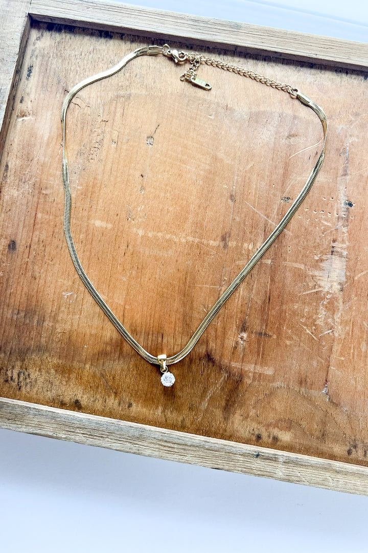 CZ 18K Gold Snake Chain Necklace