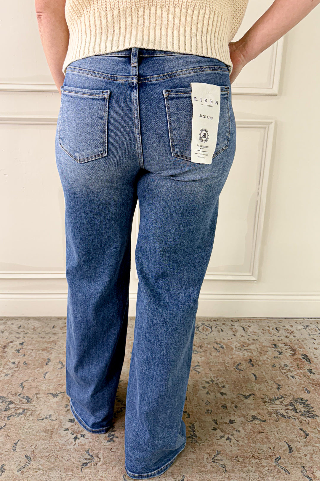 Risen Low Rise Wide Leg Jeans