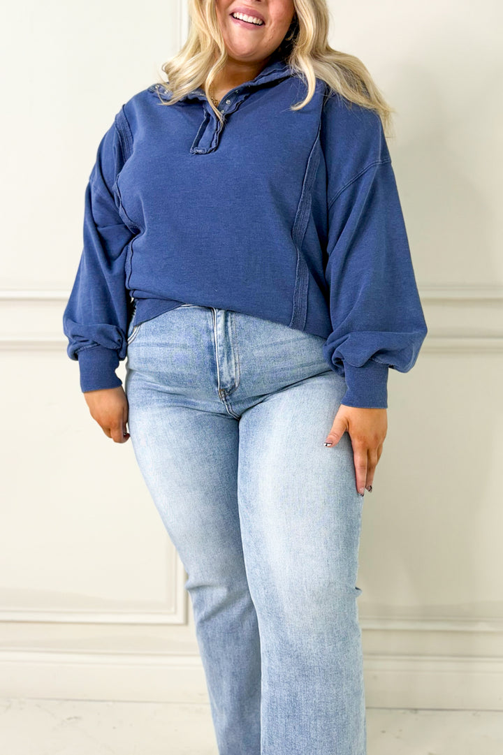 Mineral Washed French Terry Curvy Sweatshirt