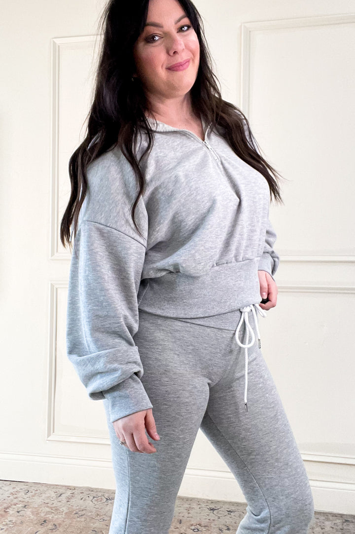 Crop Hooded Pullover & Wide Leg Drawstring Pants Set