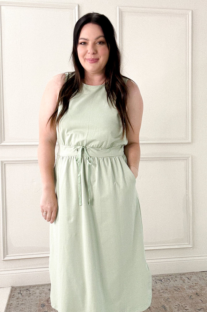 Cotton French Terry Side Slit Midi Dress