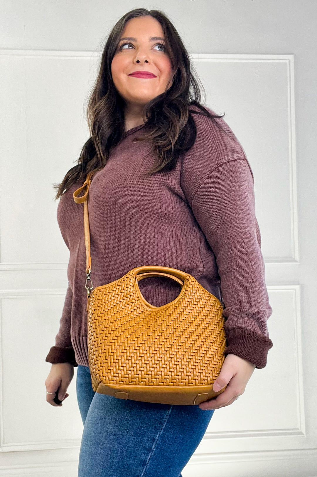 Anika Woven Tote Crossbody Bag