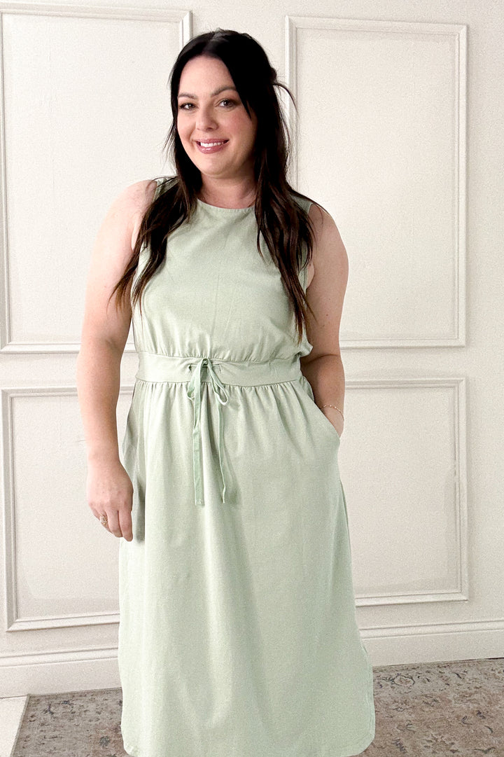 Cotton French Terry Side Slit Midi Dress