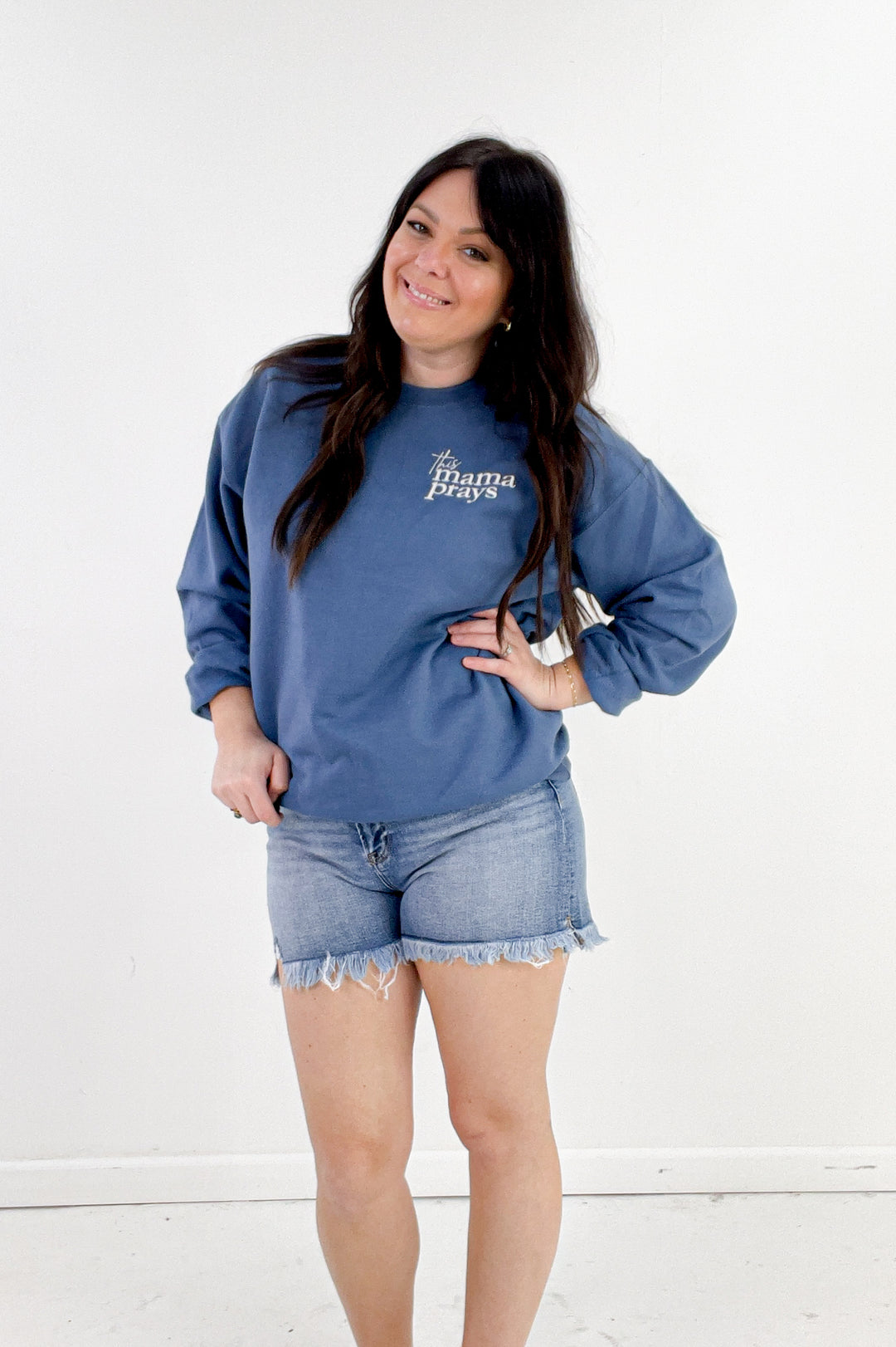 This Mama Prays Embroidered Sweatshirt