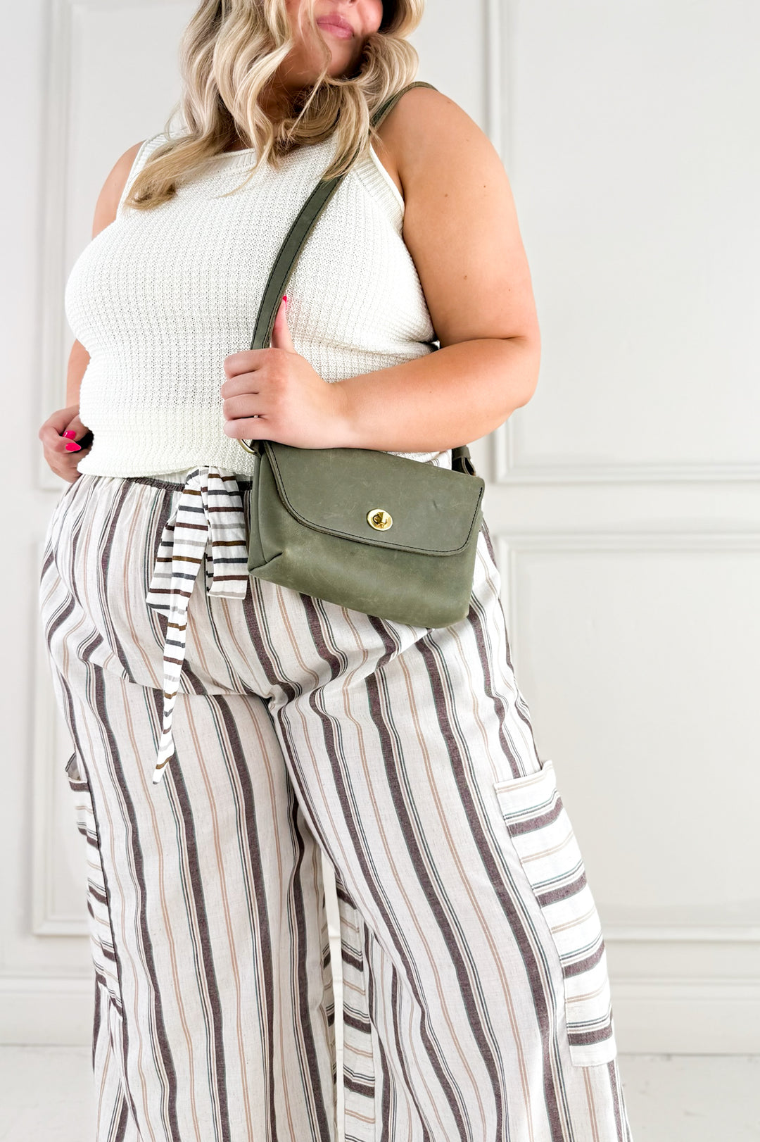 Striped Wide Leg Palazzo Curvy Pants