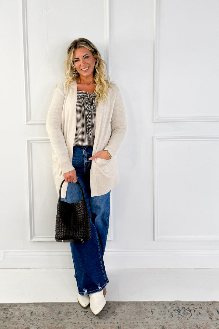 Wool Blend Open Front Cardigan