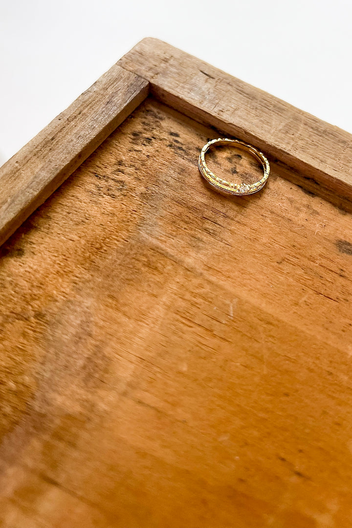 CZ Thin Layered 18K Gold Ring