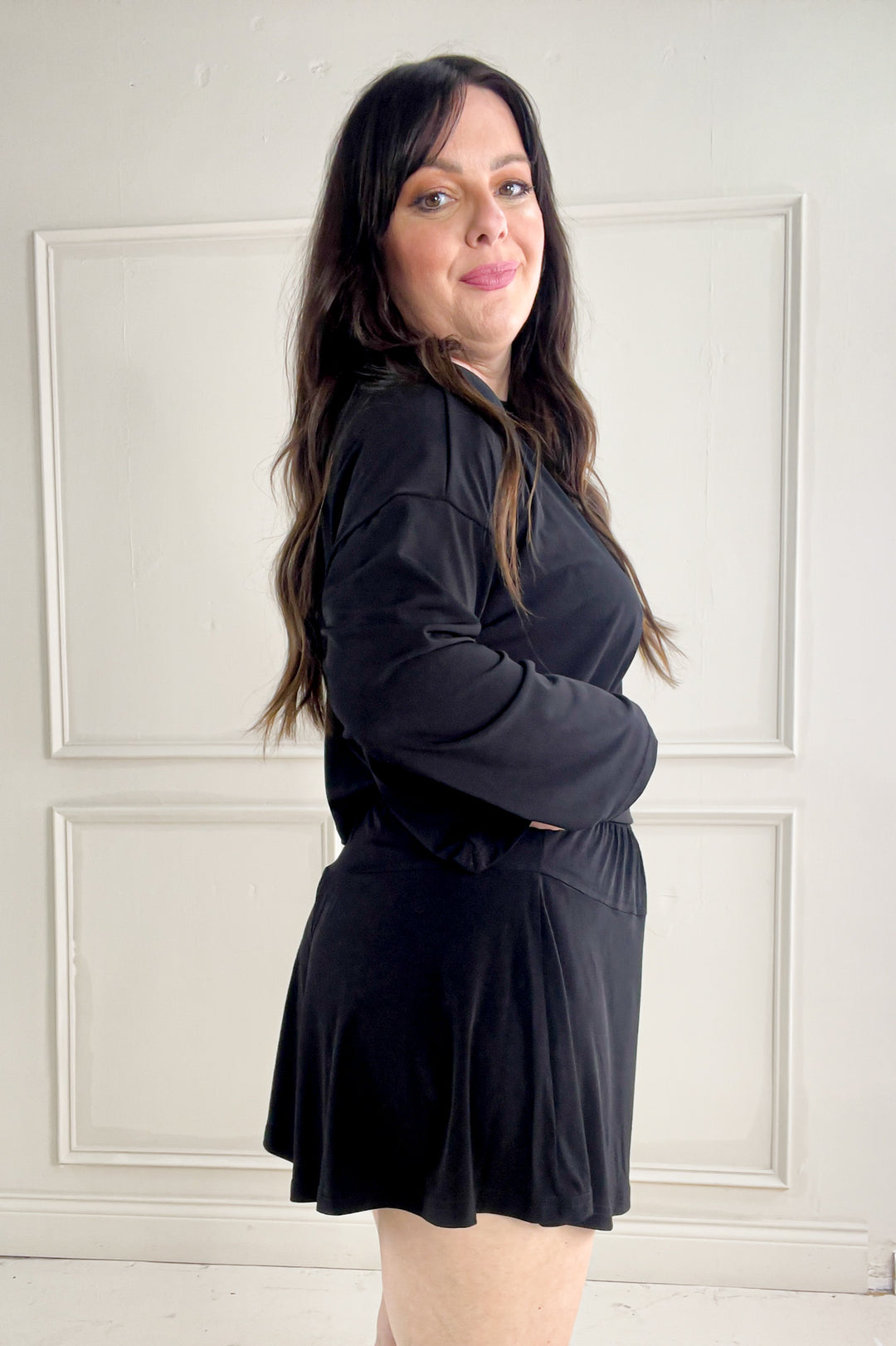 Cool Touch Knit Top & Flare Shorts Set